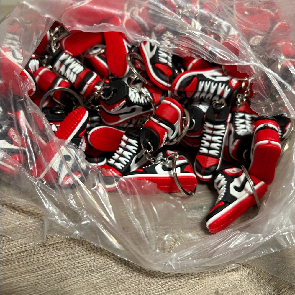 20 Mini Red and Black Sneaker Jordan 1 Keychains